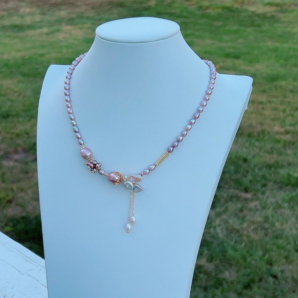 S98 Handmade Freshwater Baroque Pearl Necklace - Picture 3 of 8